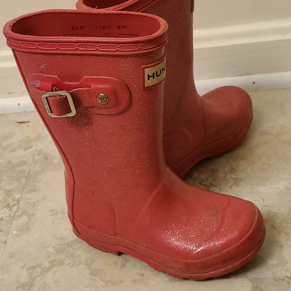 Pink sparkle hunter rain boots